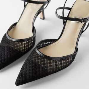Zara  black mesh slingback heels